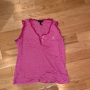 🌺3 for 20 sale🌺 Ralph Lauren adorable pink white stripe tank top size Medium
